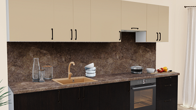 Кухня на заказ Пастель капучино1219 - Венге темный